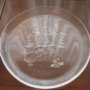 Glass platter with picnic basket